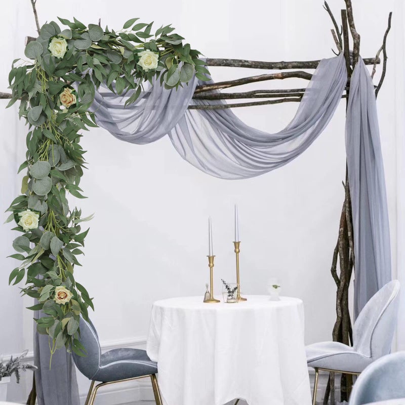 Trimgrace 6 Pack 6.5 Feet Artificial Eucalyptus Garland with Willow Leaves Faux Greenery Garland for Wedding Fireplace Party Home Table Runner Arch Decor - Image 3